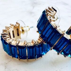 Fashion Jewelry Beautiful  faux sapphire gold tone earrings